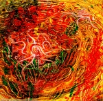 immagine di arte astratta con un movimento come di una energia fluida che nasce al centro di un vortice astratto