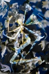 astrazione di angelo con le ali in immagine astratta con dominante di colore blu e tema bianco astratto