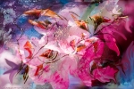 creazione floreale astratta in immagine colorata con forme astratte simili a fiori e boccioli con sfumature di colore
