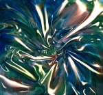 vortice come di acqua luccicante in immagine astratta con dominate di colore blu e forme fluide convergenti